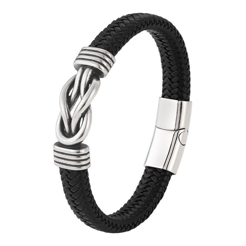 Nimara Ritual Leather Braided Infinite Knot Durability Geometric Balance Bracelet