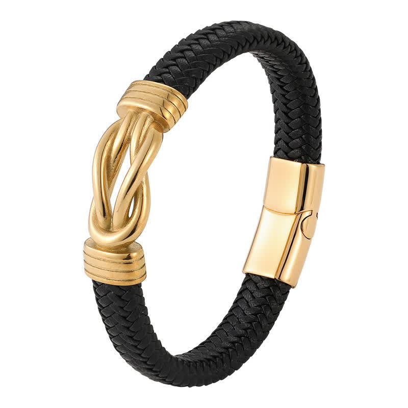 Nimara Ritual Leather Braided Infinite Knot Durability Geometric Balance Bracelet