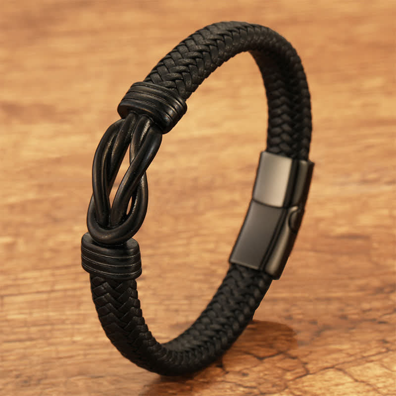 Nimara Ritual Leather Braided Infinite Knot Durability Geometric Balance Bracelet