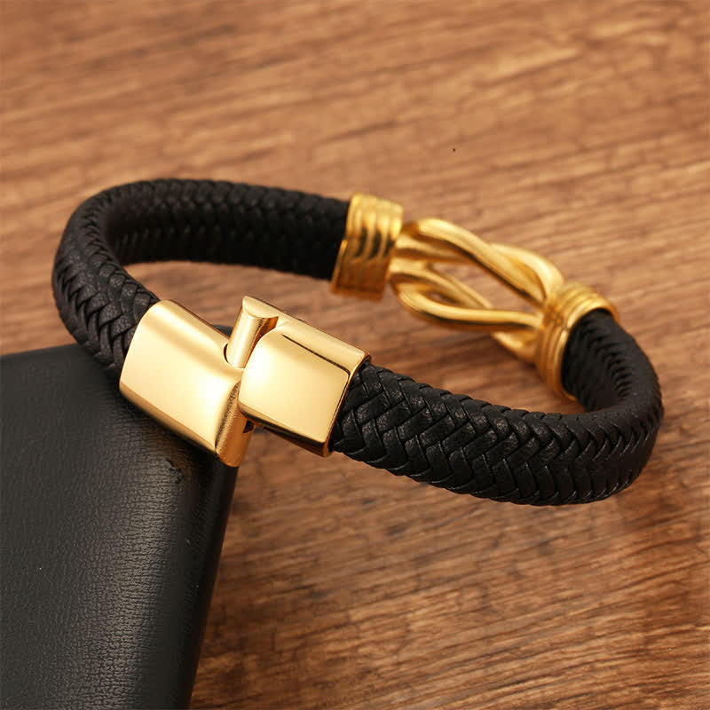 Nimara Ritual Leather Braided Infinite Knot Durability Geometric Balance Bracelet