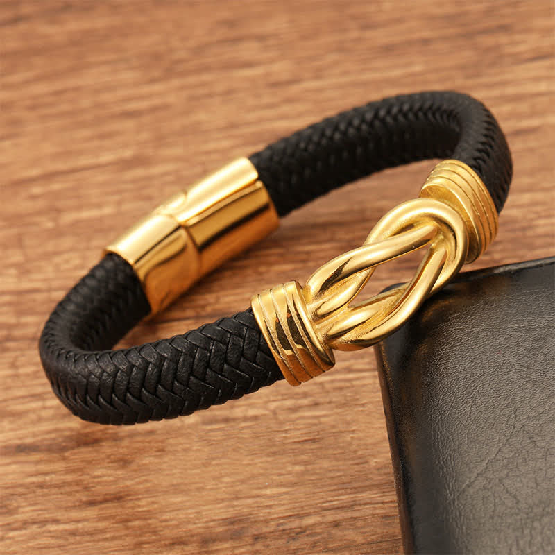 Nimara Ritual Leather Braided Infinite Knot Durability Geometric Balance Bracelet