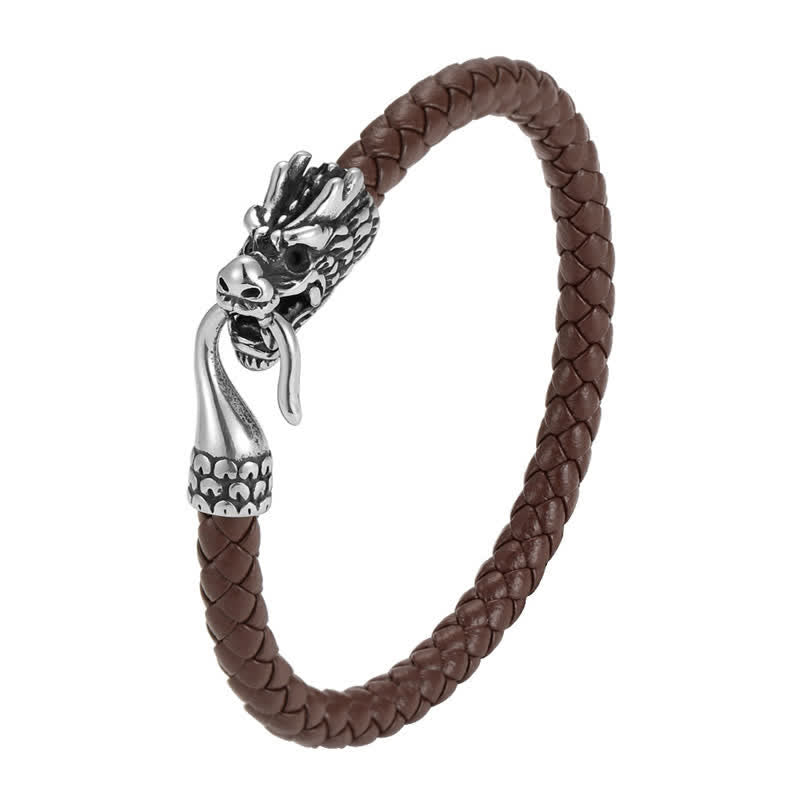 Nimara Ritual Braided Leather Dragon Strength Punk Bracelet