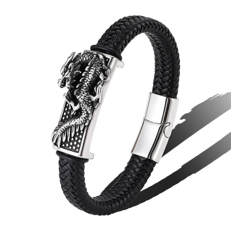 Nimara Ritual Hand-Woven Dragon Strength Braided Stainless Steel Bracelet