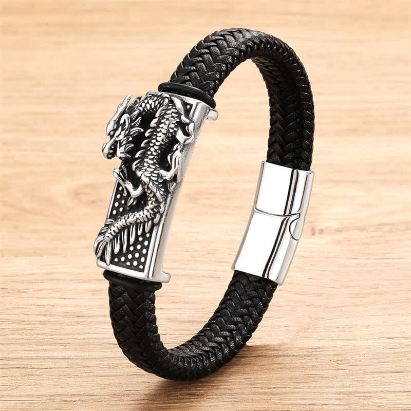 Nimara Ritual Hand-Woven Dragon Strength Braided Stainless Steel Bracelet