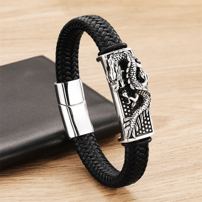 Nimara Ritual Hand-Woven Dragon Strength Braided Stainless Steel Bracelet