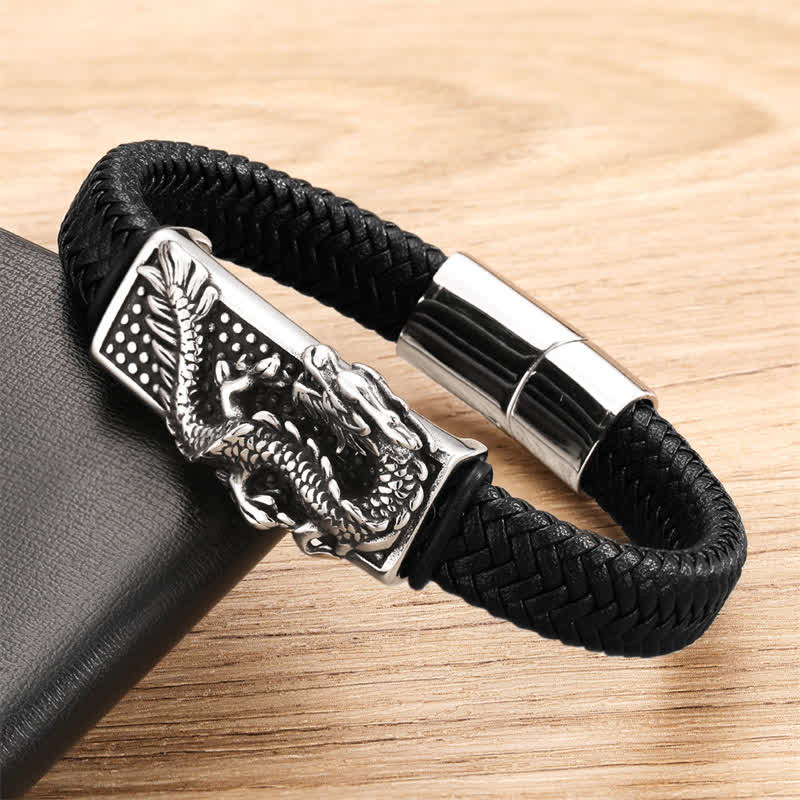 Nimara Ritual Hand-Woven Dragon Strength Braided Stainless Steel Bracelet