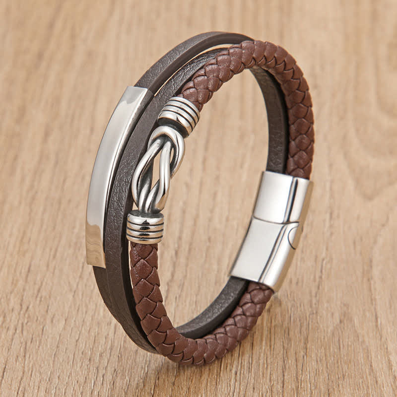 Nimara Ritual Leather Braided Protection Geometric Magnetic Clasp Bracelet