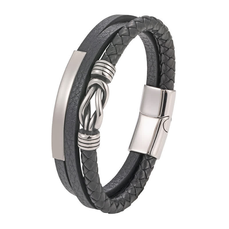 Nimara Ritual Leather Braided Protection Geometric Magnetic Clasp Bracelet