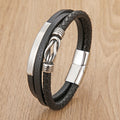 Nimara Ritual Leather Braided Protection Geometric Magnetic Clasp Bracelet