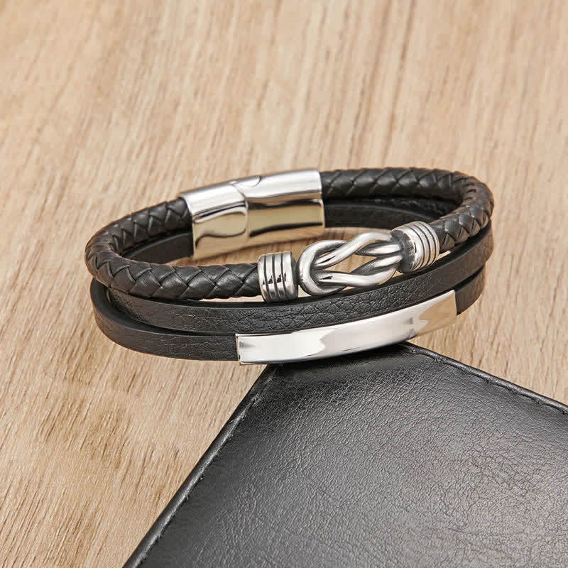 Nimara Ritual Leather Braided Protection Geometric Magnetic Clasp Bracelet
