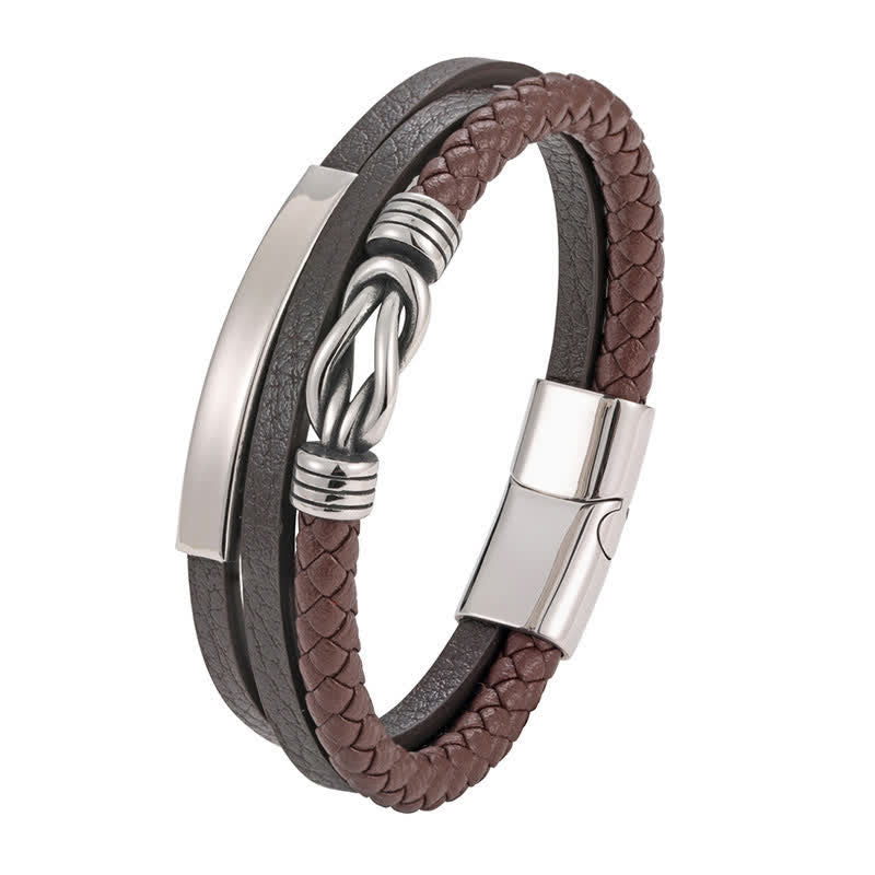 Nimara Ritual Leather Braided Protection Geometric Magnetic Clasp Bracelet