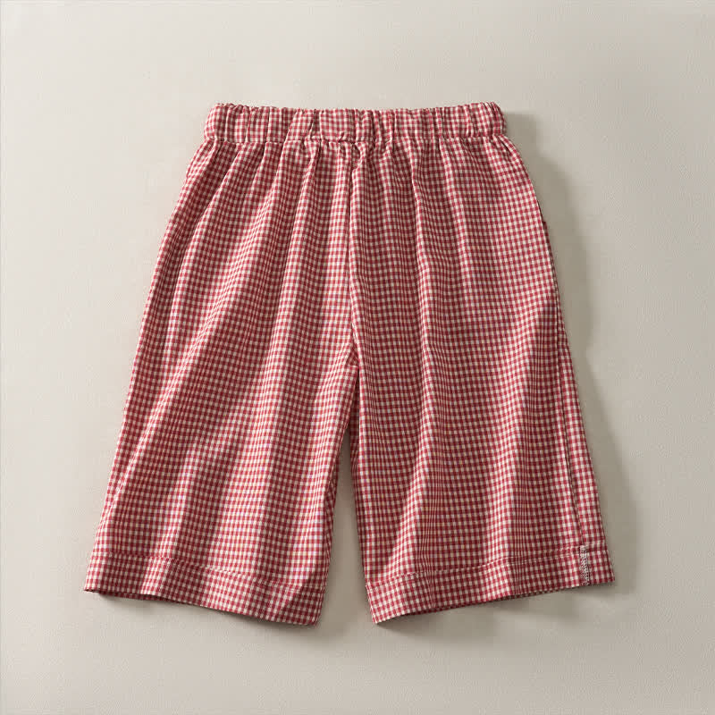 Nimara Ritual Summer Vintage Drawstring Plaid Cotton Women's Shorts