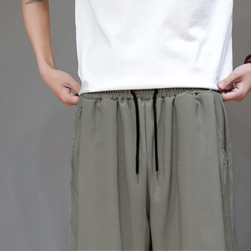 Nimara Ritual Summer Casual Minimalist Drawstring Solid Men's Cropped Pants With Pocket