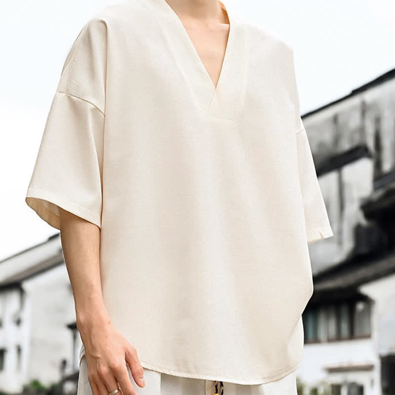 Nimara Ritual Summer Minimalist Casual Side Slit Solid Men's Short Sleeve T-Shirts