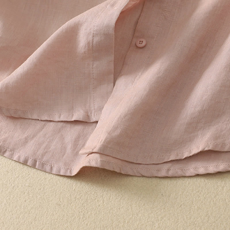 Nimara Ritual Summer Casual Minimalist Button-Up Solid Women's Short Sleeve Shirts With Pocket