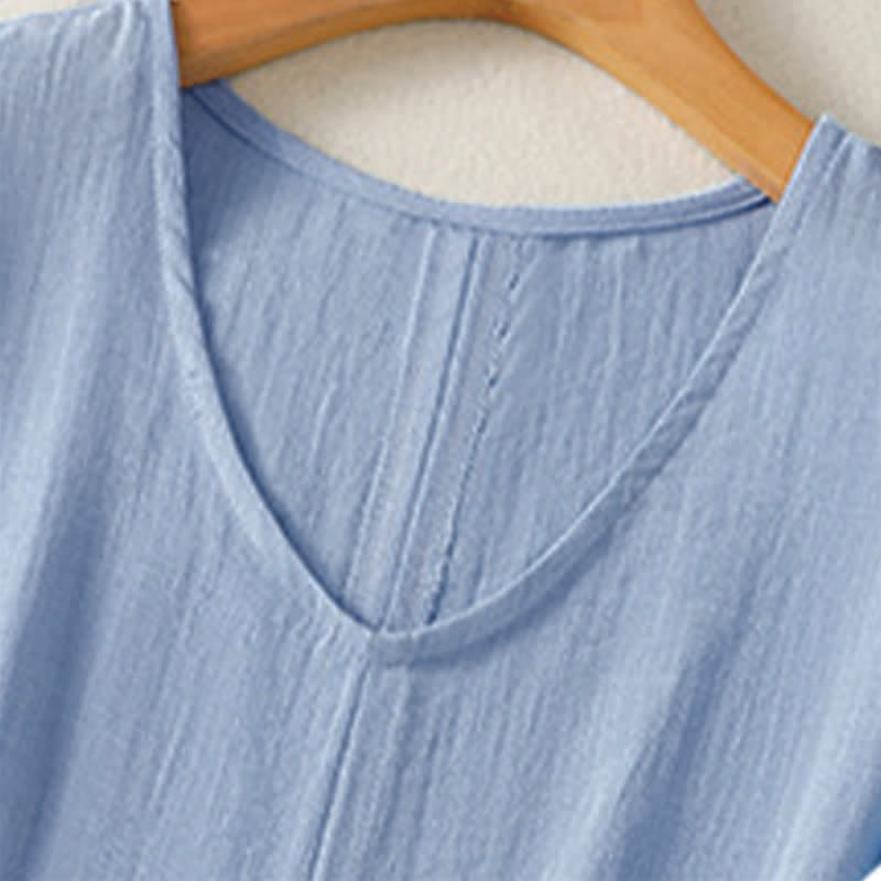 Nimara Ritual Summer Casual Minimalist Solid V-Neck Women's Short Sleeve T-Shirts