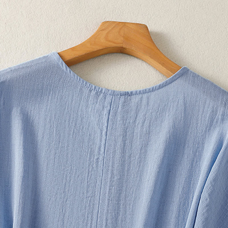 Nimara Ritual Summer Casual Minimalist Solid V-Neck Women's Short Sleeve T-Shirts