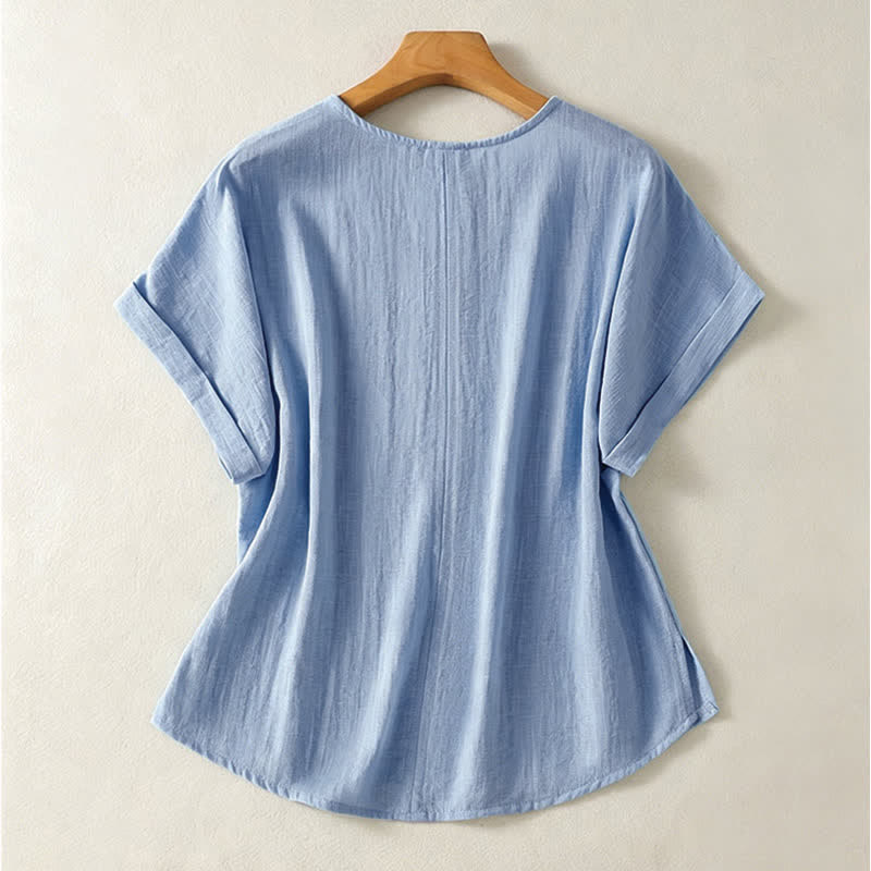 Nimara Ritual Summer Casual Minimalist Solid V-Neck Women's Short Sleeve T-Shirts