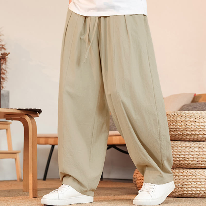 Nimara Ritual Summer Casual Minimalist Drawstring Solid Cotton Ankle Pants Men's Straight Leg Pants With Pocket
