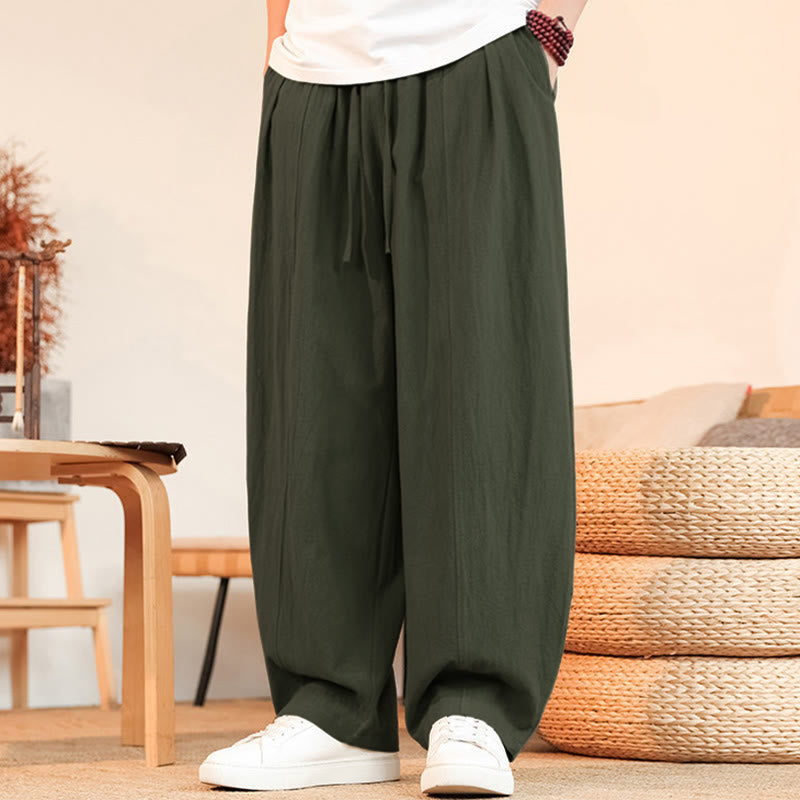 Nimara Ritual Summer Casual Minimalist Drawstring Solid Cotton Ankle Pants Men's Straight Leg Pants With Pocket