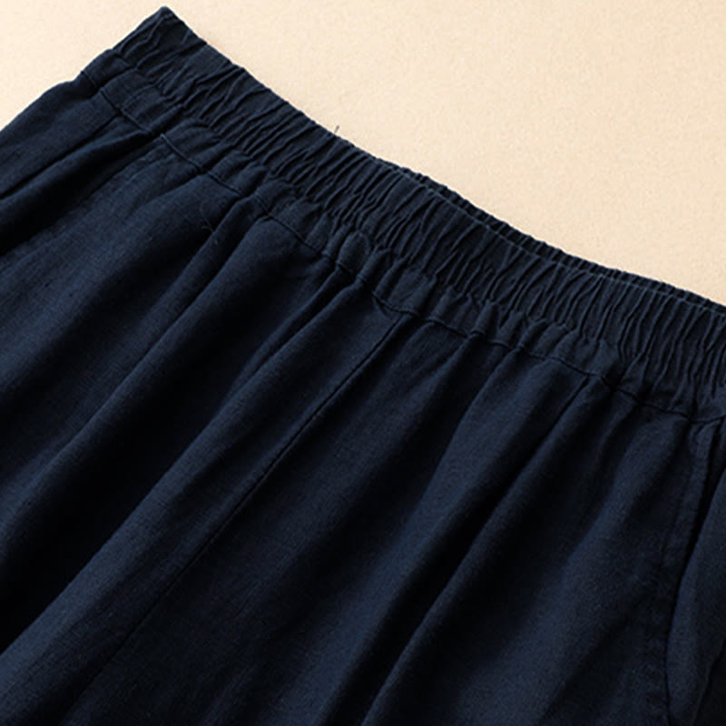 Nimara Ritual Summer Casual Hollow Embroidery Hem Solid Ankle Pants Women's Harem Pants With Pocket