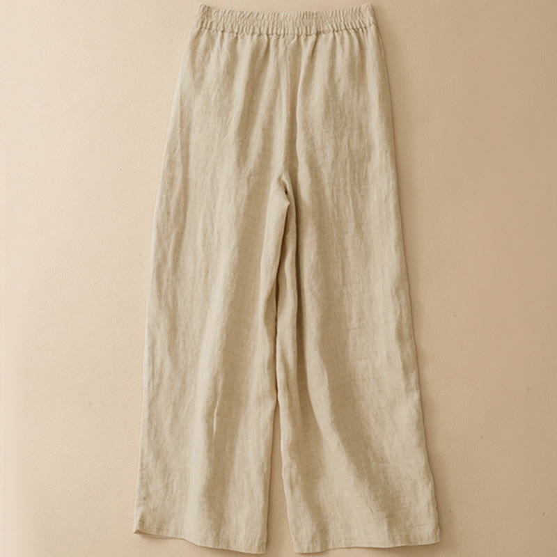 Nimara Ritual Summer Casual Hollow Embroidery Hem Solid Ankle Pants Women's Harem Pants With Pocket