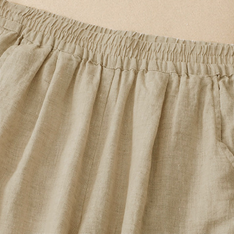 Nimara Ritual Summer Casual Hollow Embroidery Hem Solid Ankle Pants Women's Harem Pants With Pocket