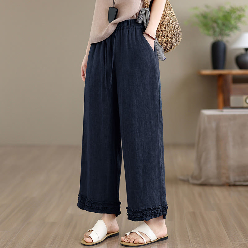 Nimara Ritual Summer Casual Drawstring Solid Cropped Pants Women's Harem Pants With Pocket