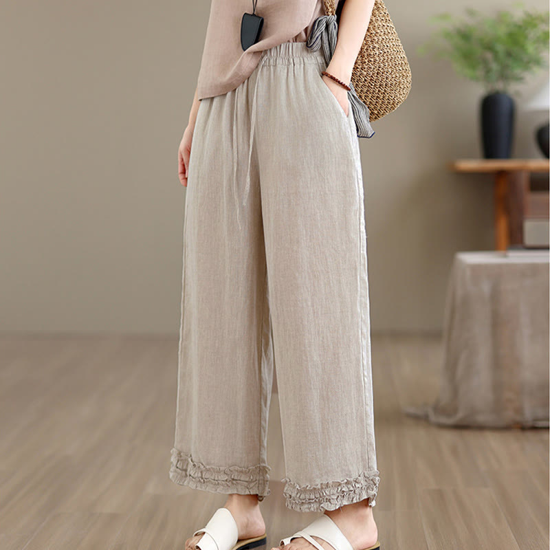 Nimara Ritual Summer Casual Drawstring Solid Cropped Pants Women's Harem Pants With Pocket