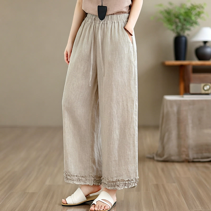 Nimara Ritual Summer Casual Drawstring Solid Cropped Pants Women's Harem Pants With Pocket