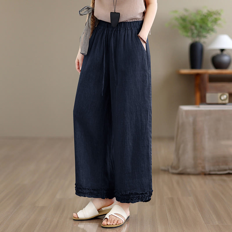 Nimara Ritual Summer Casual Drawstring Solid Cropped Pants Women's Harem Pants With Pocket