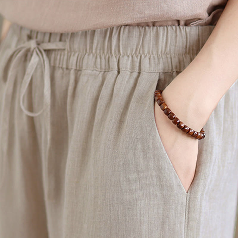 Nimara Ritual Summer Casual Drawstring Solid Cropped Pants Women's Harem Pants With Pocket