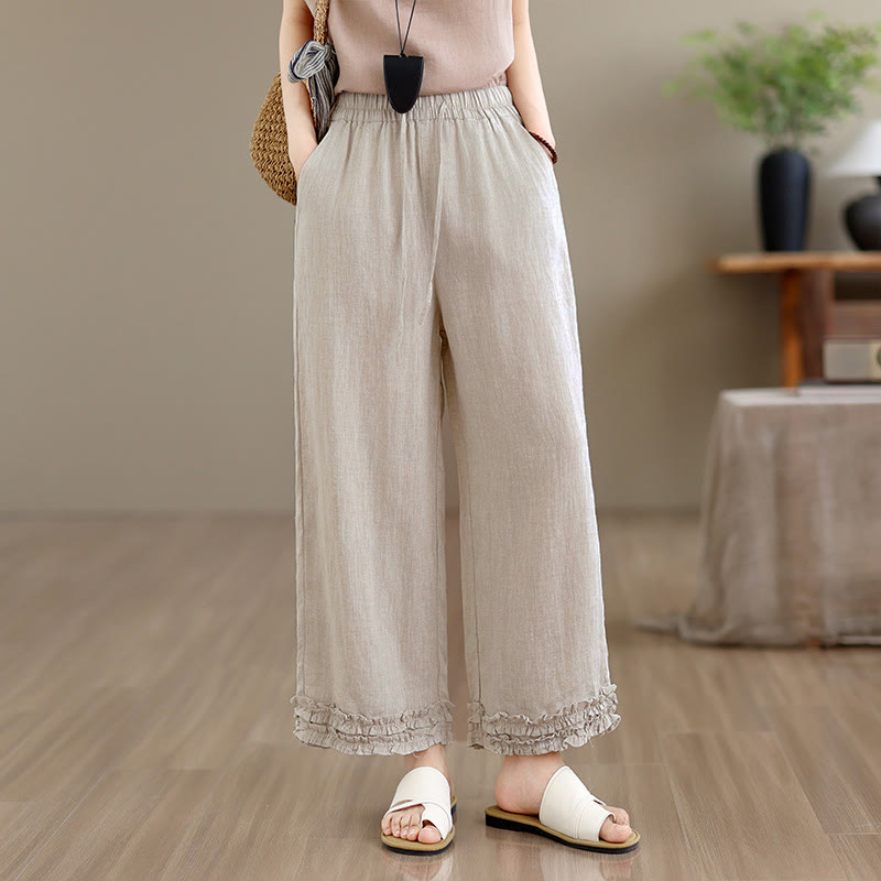 Nimara Ritual Summer Casual Drawstring Solid Cropped Pants Women's Harem Pants With Pocket