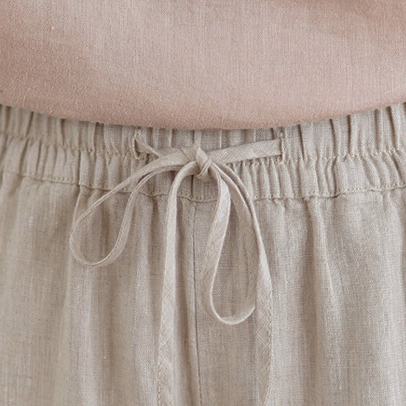 Nimara Ritual Summer Casual Drawstring Solid Cropped Pants Women's Harem Pants With Pocket