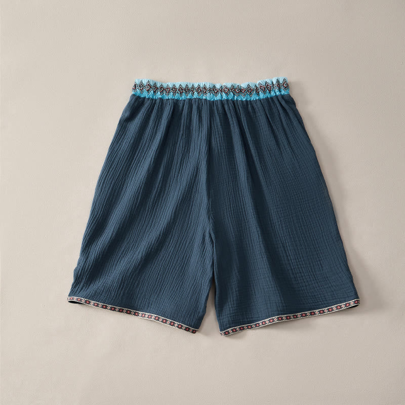 Nimara Ritual Summer Boho Casual Drawstring Geometric Bermuda Shorts Men's With Pockets