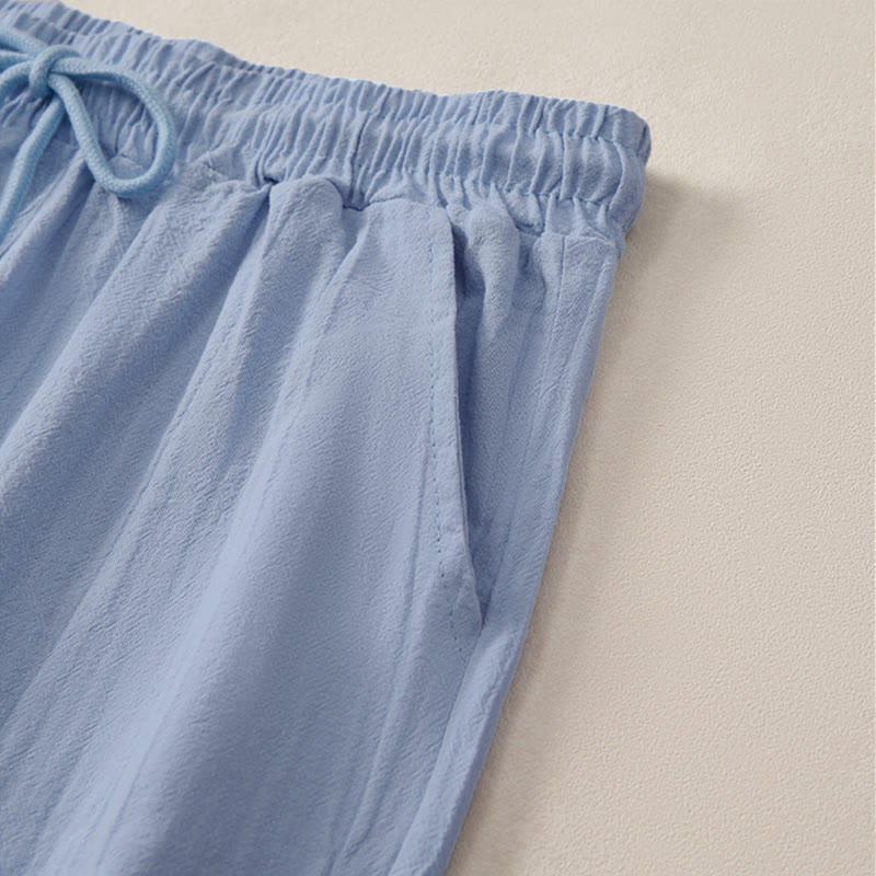 Nimara Ritual Summer Casual Drawstring Solid Bermuda Shorts Women's Straight Leg Pants With Pockets