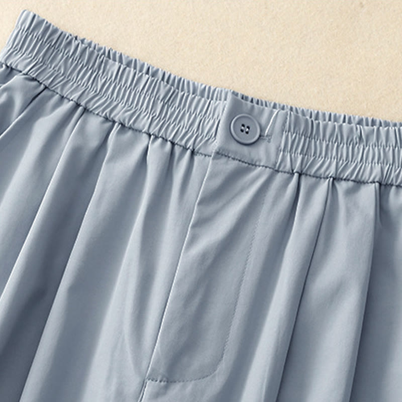 Nimara Ritual Summer Casual Elegant Button-Up Solid Zipper Design Ruffles Hem Cropped Pants Women's Harem Pants With Pocket