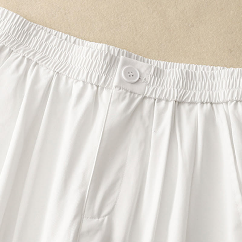 Nimara Ritual Summer Casual Elegant Button-Up Solid Zipper Design Ruffles Hem Cropped Pants Women's Harem Pants With Pocket