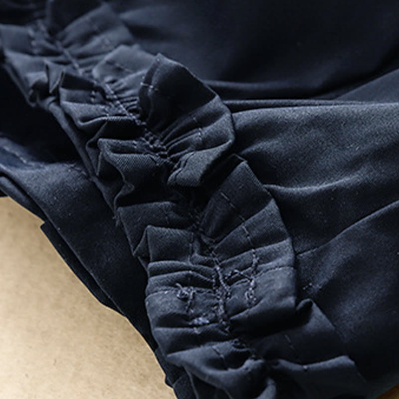 Nimara Ritual Summer Casual Elegant Button-Up Solid Zipper Design Ruffles Hem Cropped Pants Women's Harem Pants With Pocket
