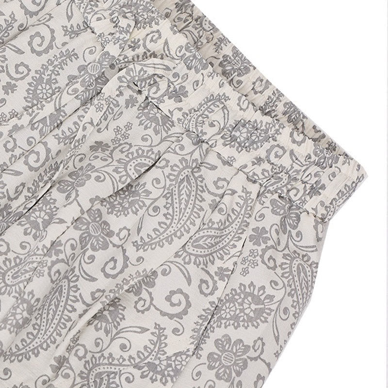 Nimara Ritual Summer Boho Casual Drawstring Paisley Capri Pants Men's Harem Pants With Pocket