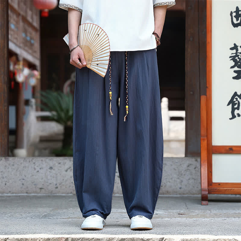 Nimara Ritual Summer Casual Minimalist Drawstring Solid Ankle Pants Men's Straight Leg Pants With Pockets