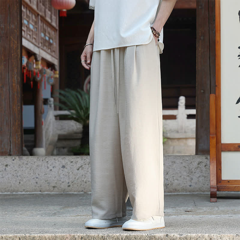Nimara Ritual Summer Casual Minimalist Drawstring Elastic Waist Solid Ankle Pants Men's Straight Leg Pants With Pocket