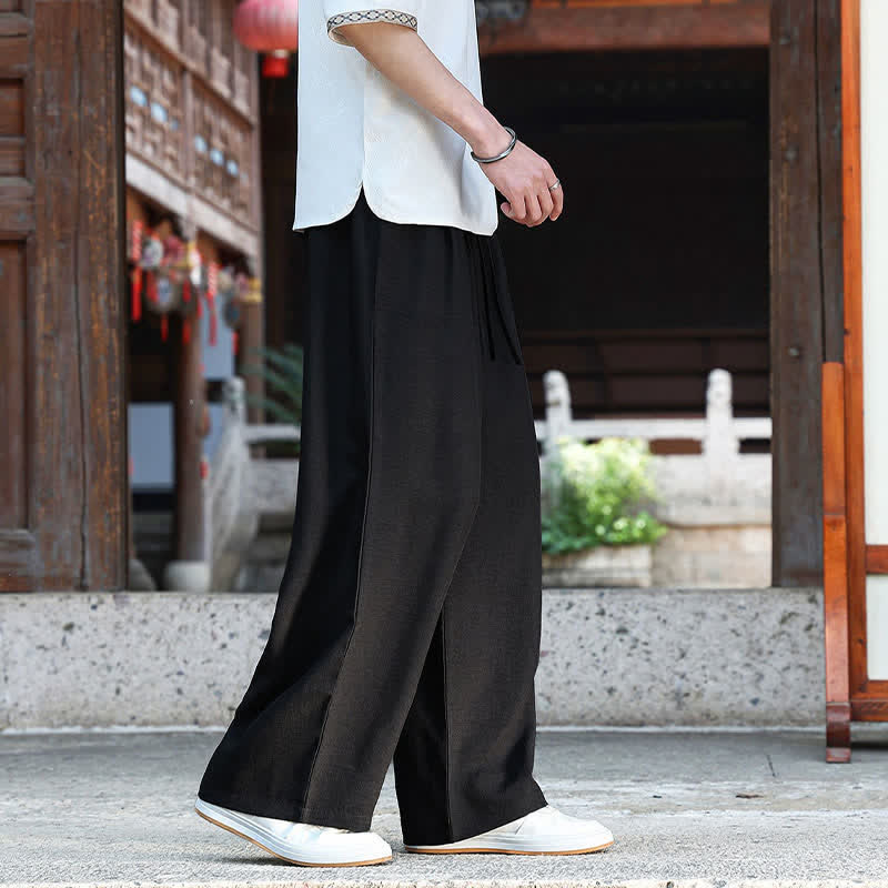 Nimara Ritual Summer Casual Minimalist Drawstring Elastic Waist Solid Ankle Pants Men's Straight Leg Pants With Pocket