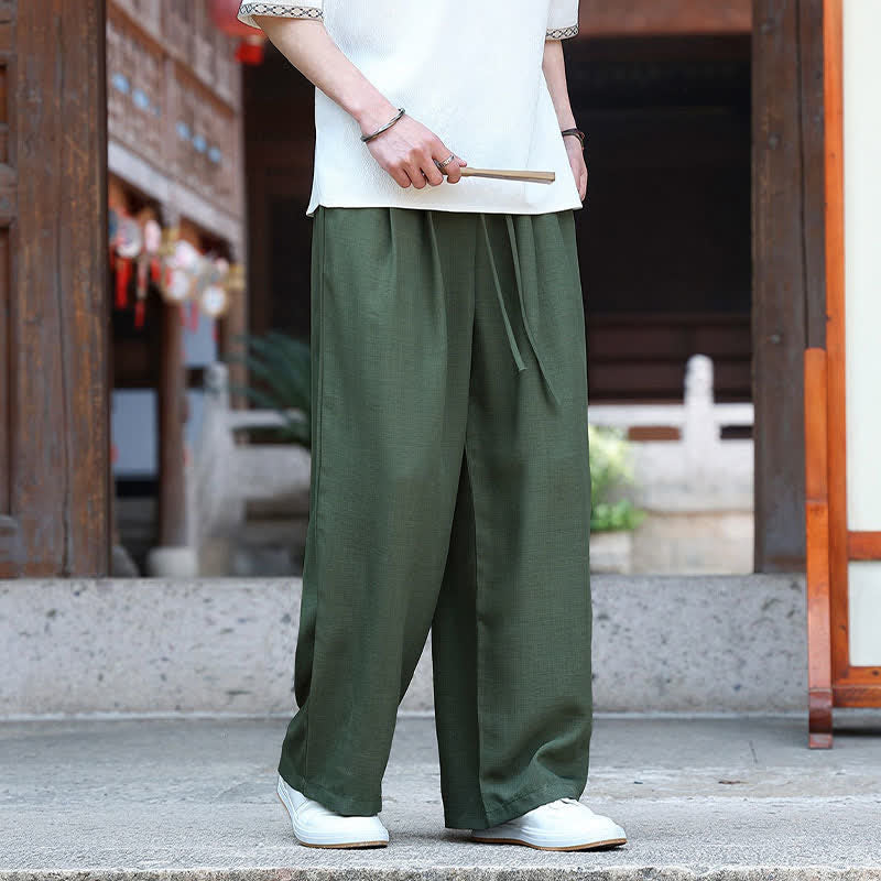 Nimara Ritual Summer Casual Minimalist Drawstring Elastic Waist Solid Ankle Pants Men's Straight Leg Pants With Pocket
