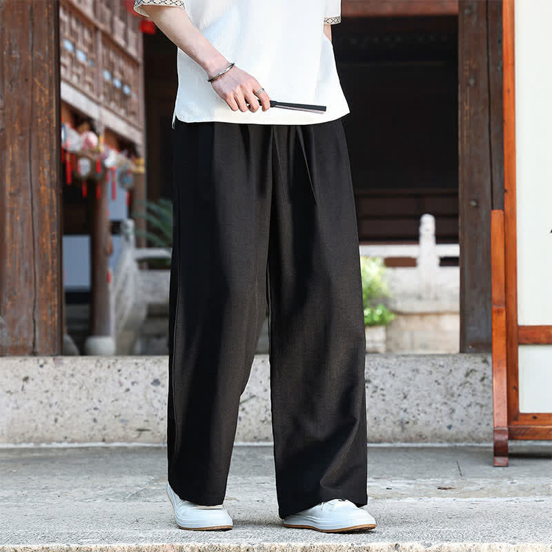 Nimara Ritual Summer Casual Minimalist Drawstring Elastic Waist Solid Ankle Pants Men's Straight Leg Pants With Pocket