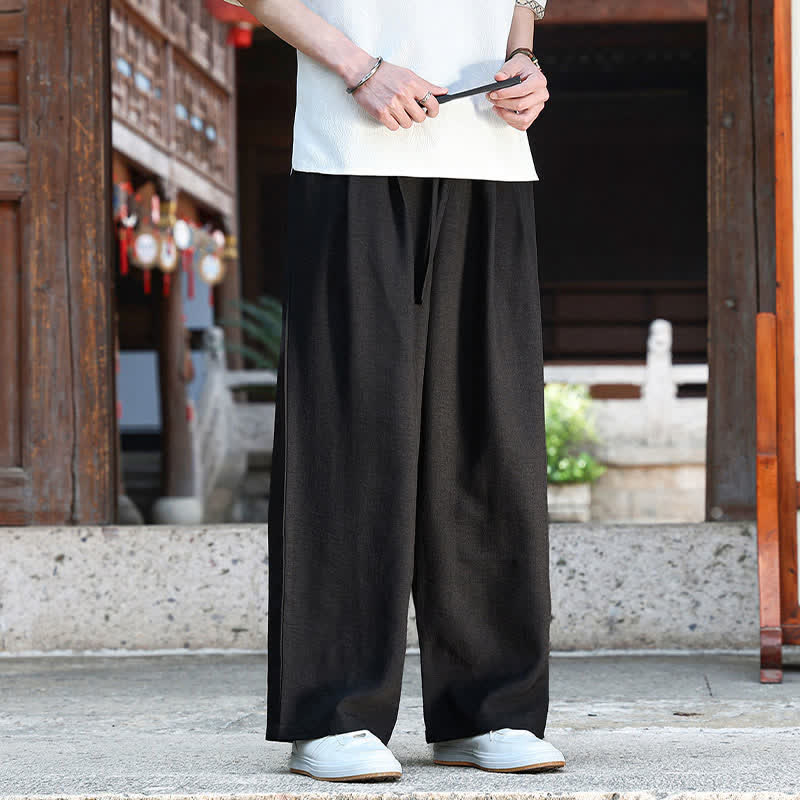 Nimara Ritual Summer Casual Minimalist Drawstring Elastic Waist Solid Ankle Pants Men's Straight Leg Pants With Pocket
