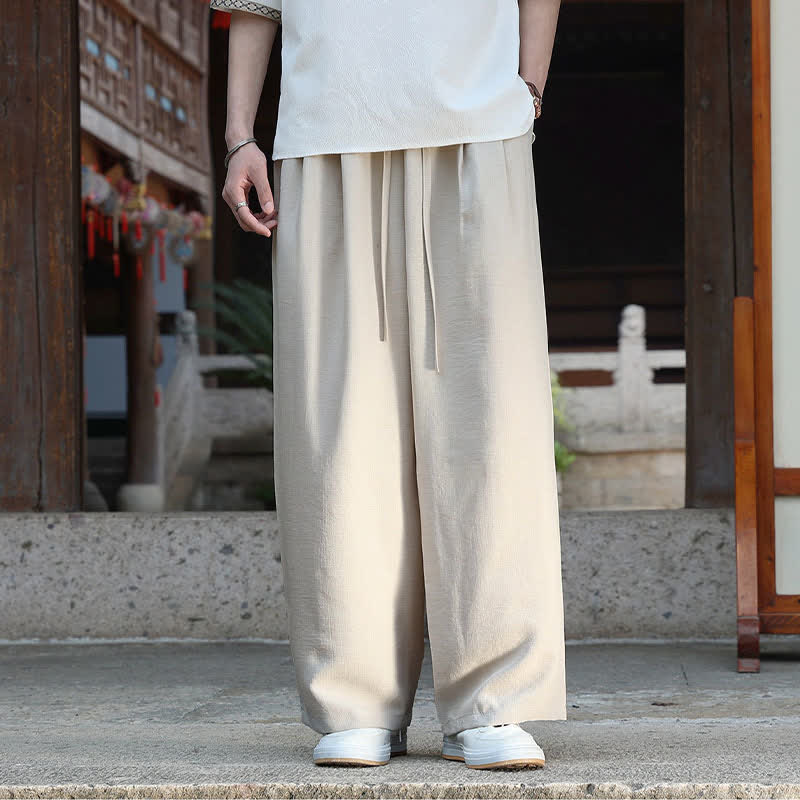 Nimara Ritual Summer Casual Minimalist Drawstring Elastic Waist Solid Ankle Pants Men's Straight Leg Pants With Pocket