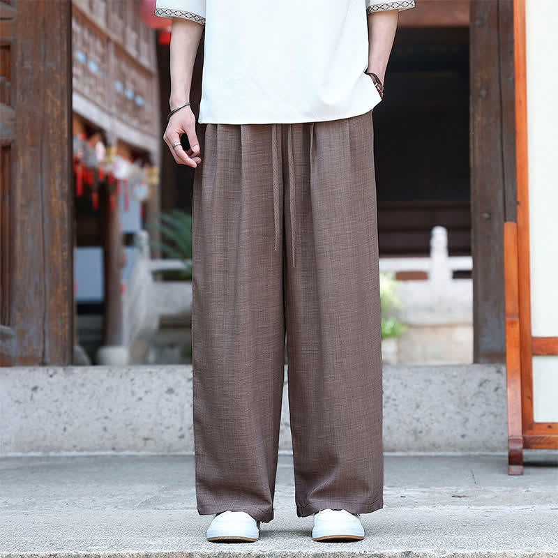 Nimara Ritual Summer Casual Minimalist Drawstring Elastic Waist Solid Ankle Pants Men's Straight Leg Pants With Pocket