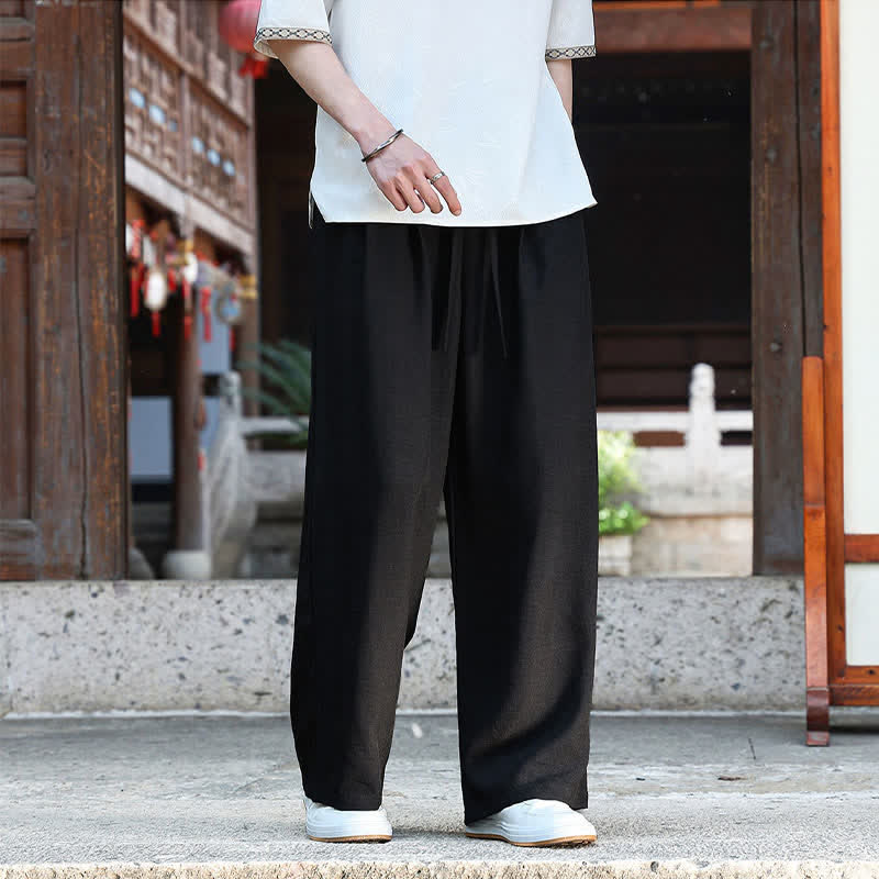 Nimara Ritual Summer Casual Minimalist Drawstring Elastic Waist Solid Ankle Pants Men's Straight Leg Pants With Pocket