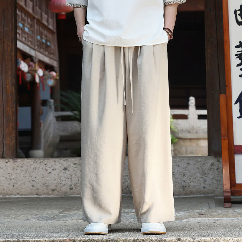 Nimara Ritual Summer Casual Minimalist Drawstring Elastic Waist Solid Ankle Pants Men's Straight Leg Pants With Pocket